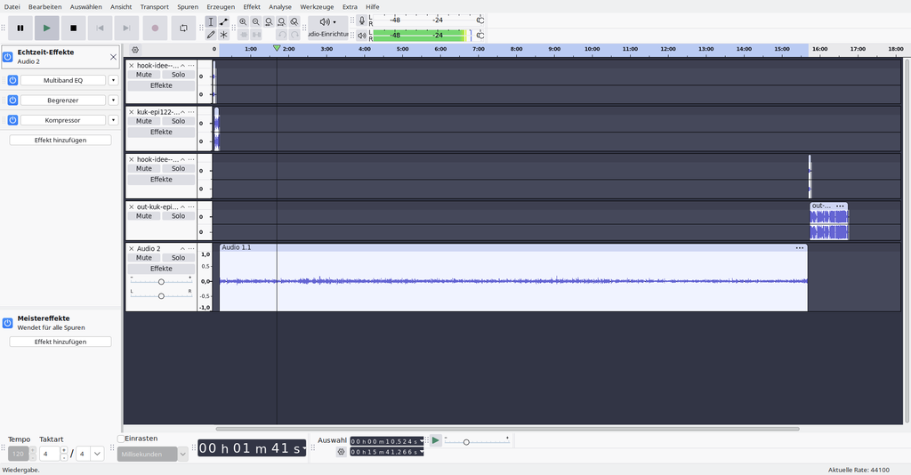 audaCITY und seine non-destructive / real-time effekte Optionen